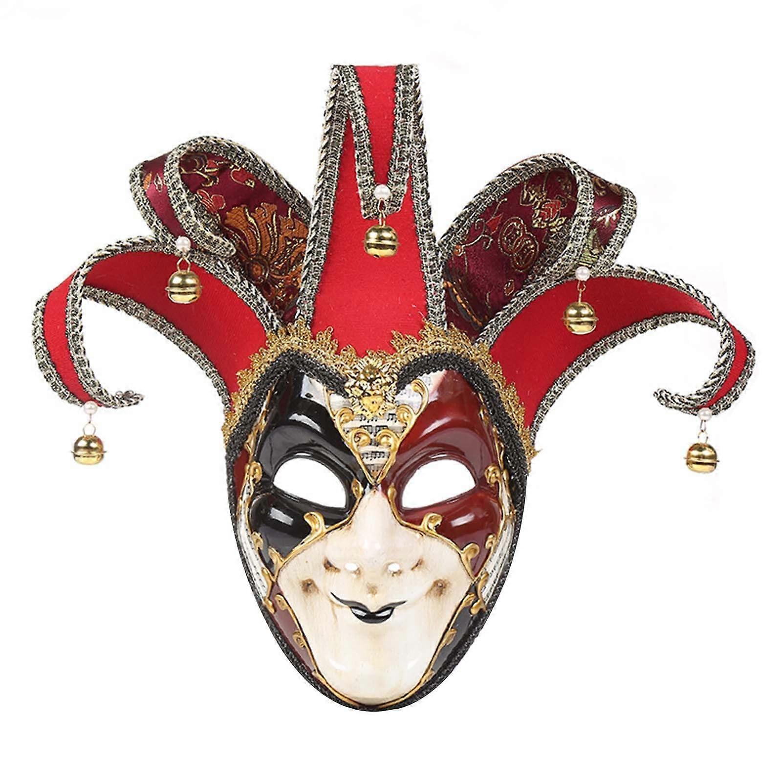 Venetian Mask for Men and Women, Elegant Red Masquerade Ball Face Mask with Retro Pattern, One Size Carnival Costume