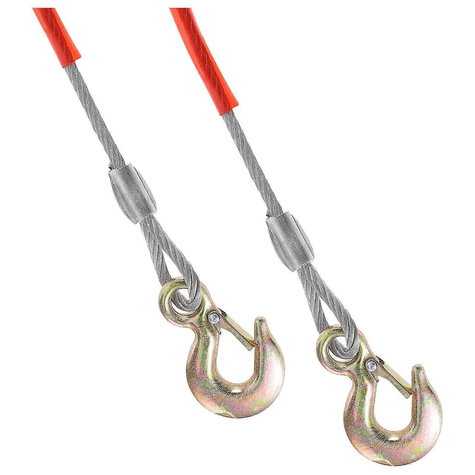 Steel Car Tow Rope with Hooks Heavy Duty Trailer Strap Reinforced Towing Cable for Trucks and Vehicles, Safe Transport