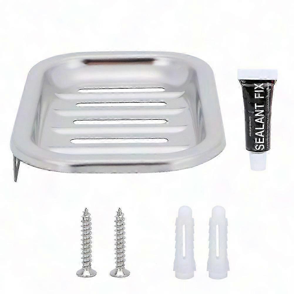 Wall-Mounted Stainless Steel Soap Dish with Drain for Rustproof Bathroom Use