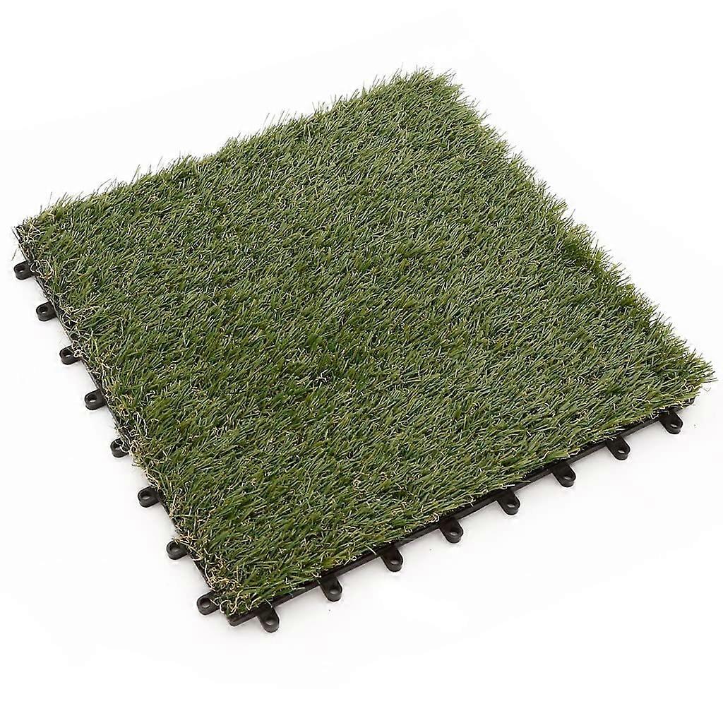 Artificial Grass Tile, Waterproof Non-Slip All-Weather Lawn Mat, Removable 30x30 Cm (12x12 In) Tiles, 11 Pieces Per 1m2
