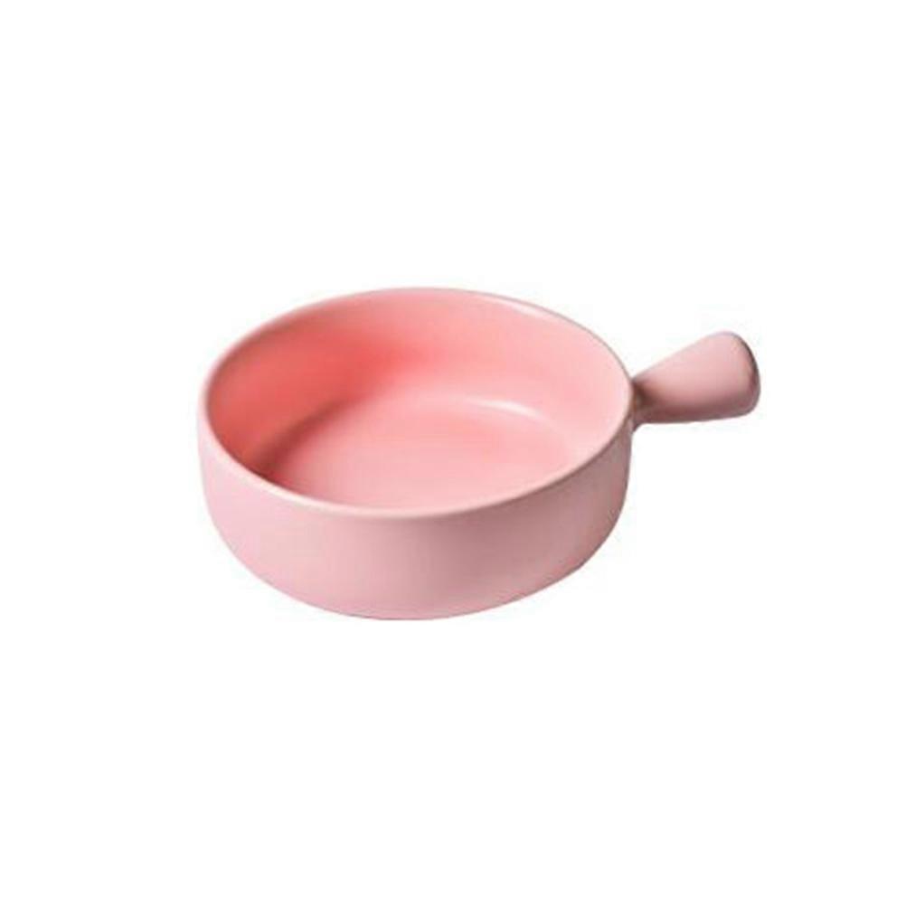 Round Fruit Plate Ceramic Bakeware For Home Kitchen Bakery Pink 8.3×6.1×2.2in High Temperature Resistance 2Pcs