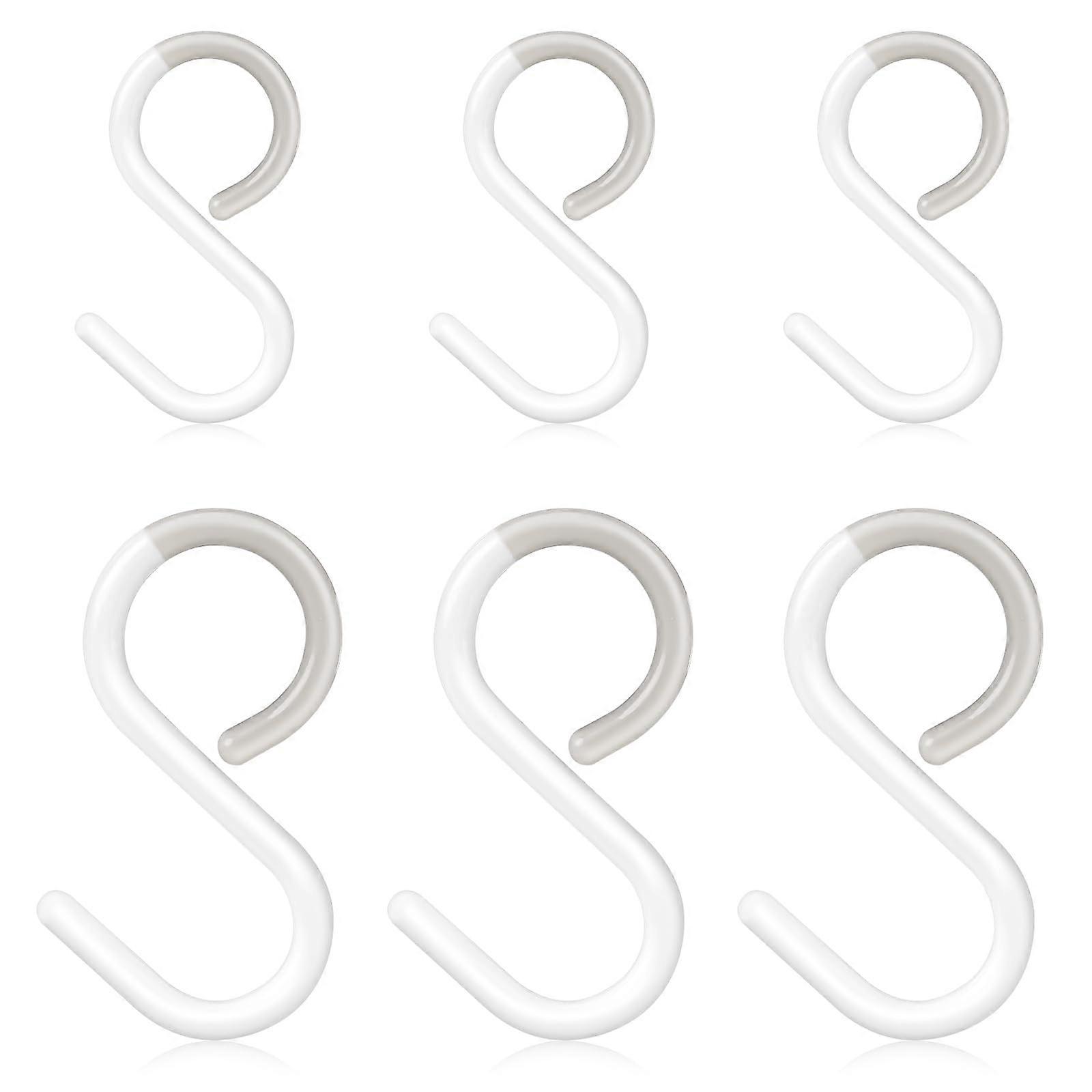 Plastic S Hooks 6 Pack, 2.5/3.5 Inch Rustproof S Shaped Hooks for Hanging Clothes, Cookware, Cabinet Organization