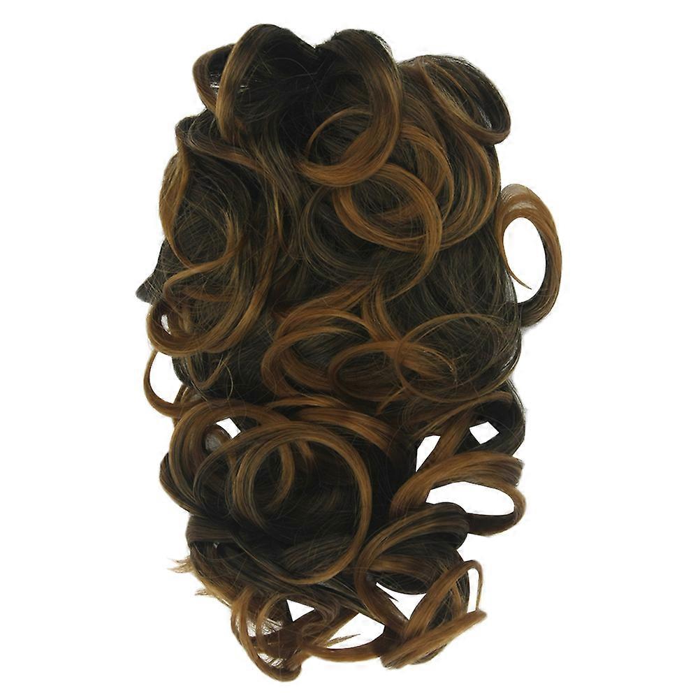 Curly Ponytail Wig with Flat Claw Clip for Decoration in Dark Brown Color High Temperature Fiber