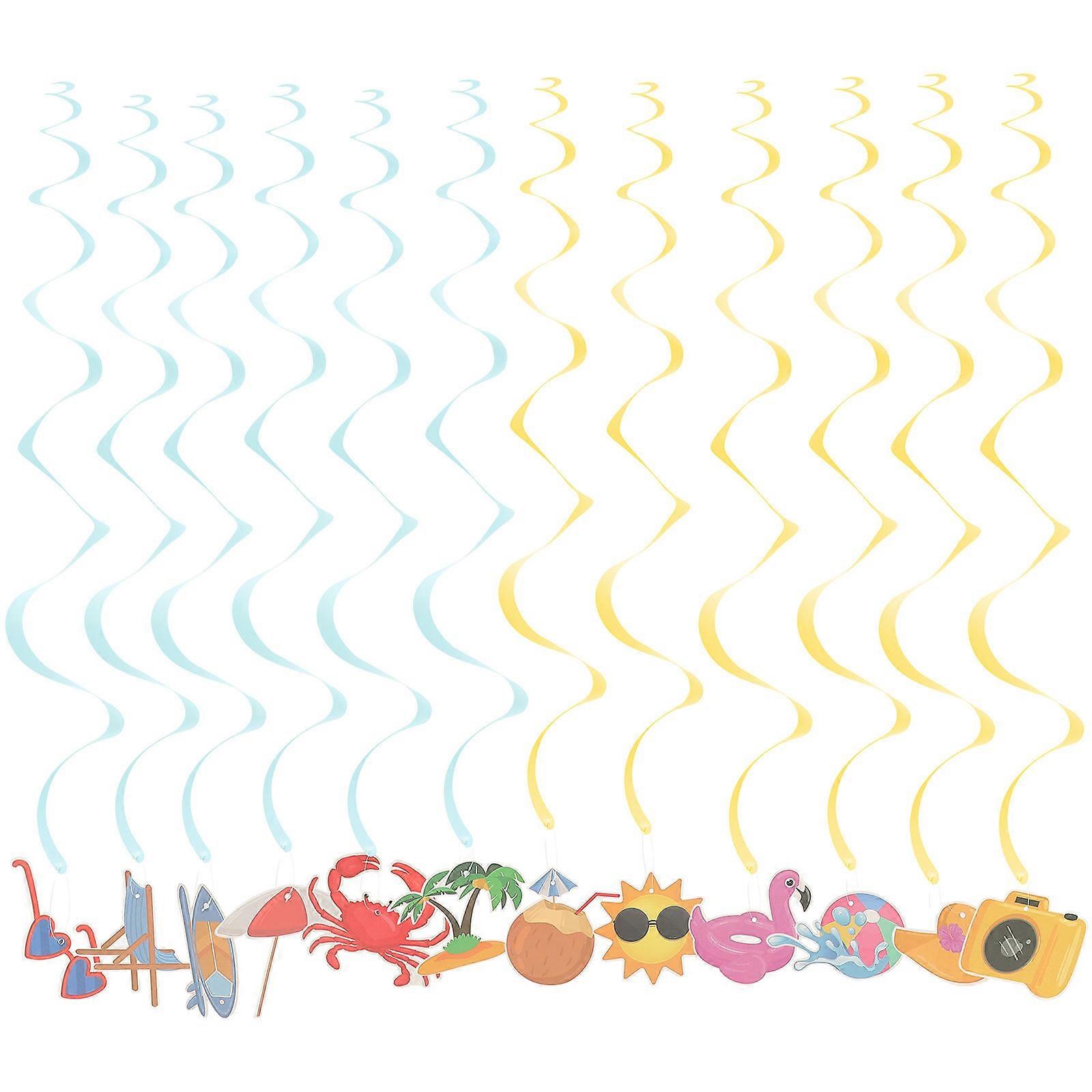 Tropical Themed Hanging Swirls Party Atmosphere Enhancement Assorted Color 1Set