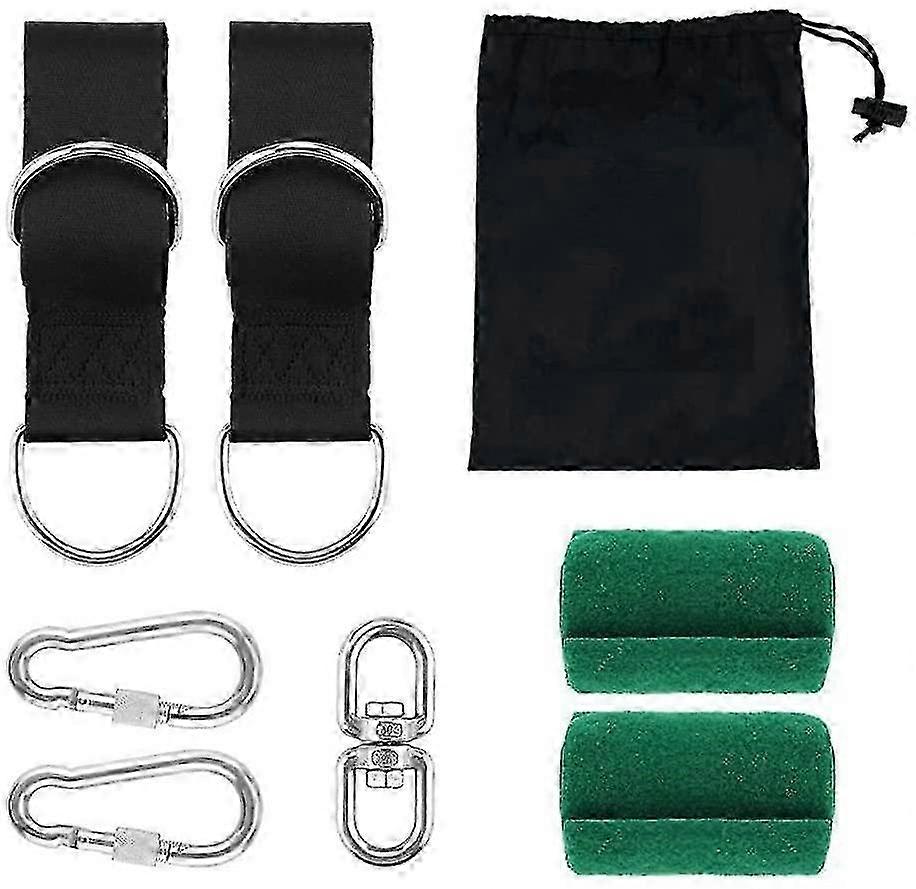 Tree Swing Hanging Straps Kit 2x5ft Heavy Duty Swing Hanger With Carabiners, Tree Protectors And Swivel Hook