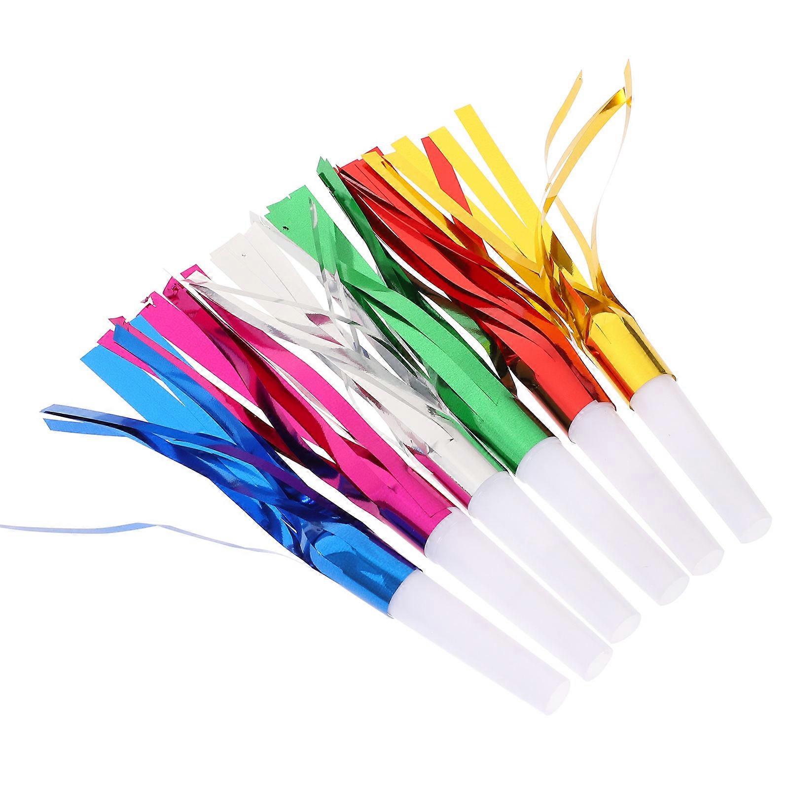 24 Assorted Color Plastic Blowouts for Party Use Perfect Birthday Present 16 x 8 x 1 cm