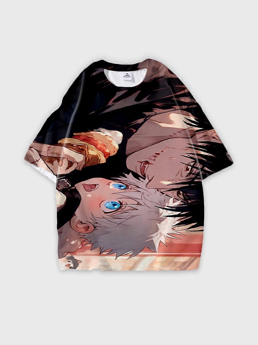 T-shirt round neck Character Pattern loose short sleeve P1533