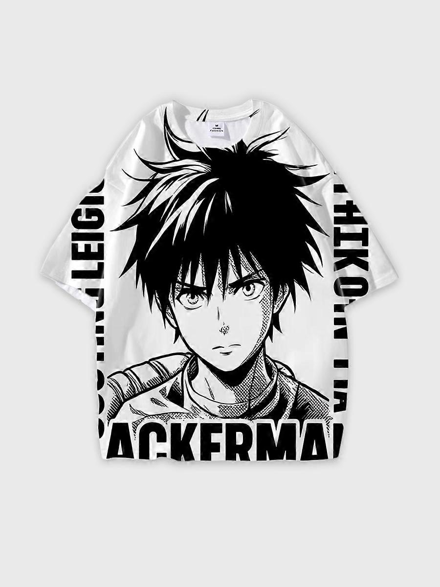 T-shirt round neck Character Pattern loose short sleeve P1005