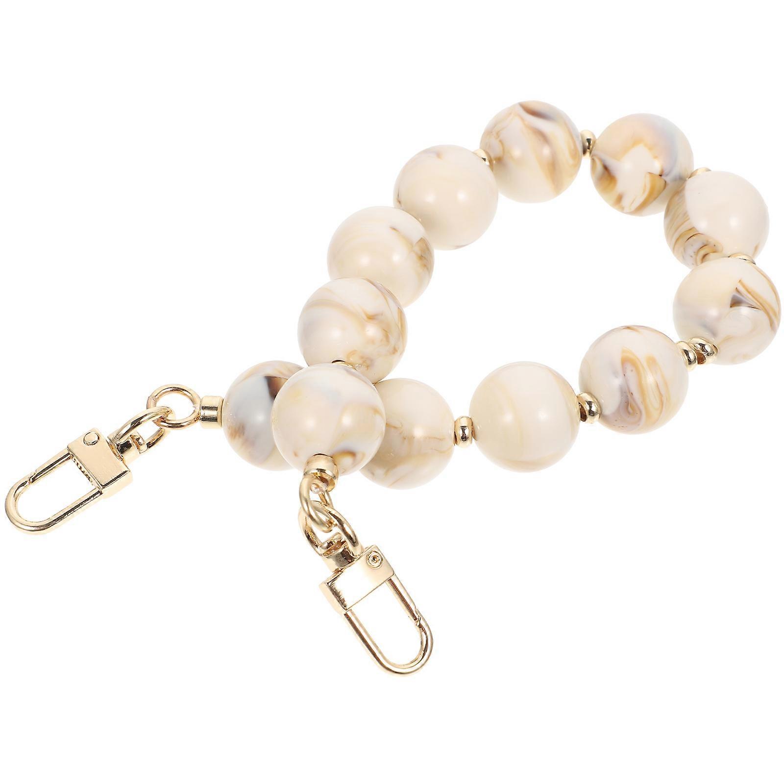 Beaded Bag Chain Handle for Handbag Purse Resin Alloy Beige Great Replacement with Buckles Easy to Use for DIY