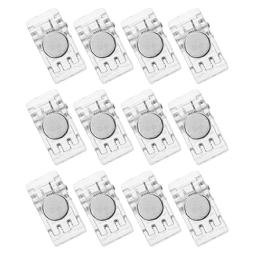 Transparent Magnetic Clips 12pcs   Strong Hold for Whiteboards, Refrigerators, Photos, Notes, and Office/Home Organization   Clear Plastic Multi Use