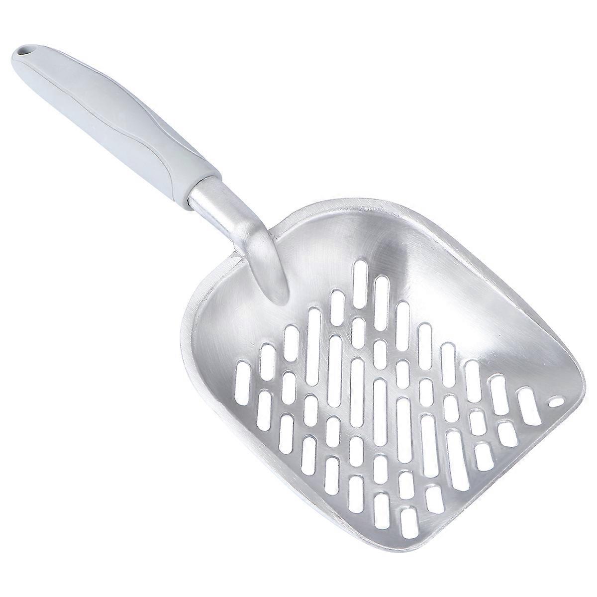 Durable Metal Pet Litter Scooper with Long Handle for Cats and Dogs 1 Set Grey