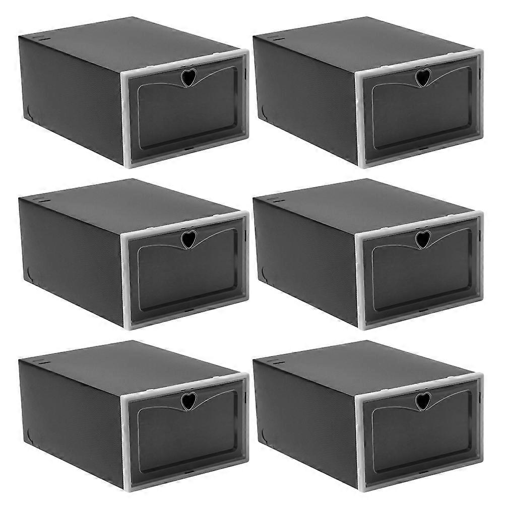 Shoe Storage Plastic Boxes Practical Design Rectangular Containers Stackable Dustproof For Home Storage 6Pcs