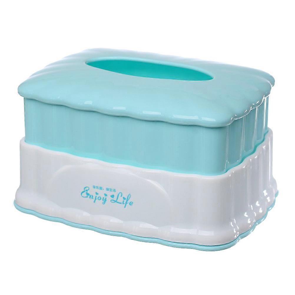 Decorative Tissue Box Liftable Storage Container For Home Office Daily Use Sky-Blue PP Material 1Set