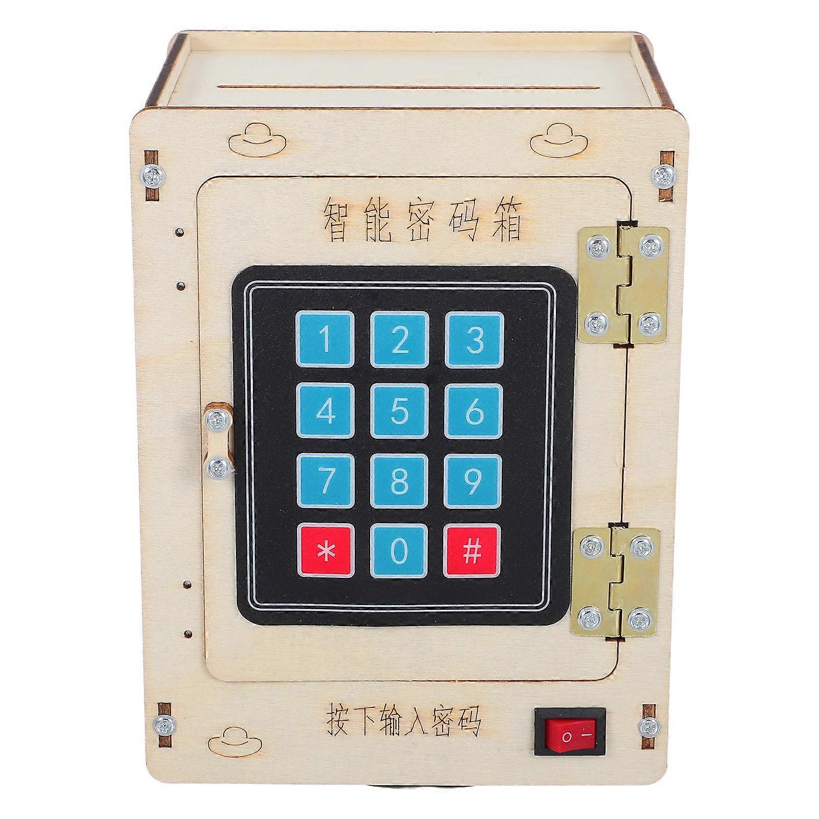 Wooden Piggy Bank DIY Educational Science Password Coin Jar for Interactive Learning Saving Pot Home School Travel Boys