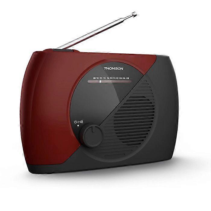 THOMSON RT353 FM Radio Portable Analog Tuner - Transistor AC or Battery Power - Antenna Good Reception Red and Black