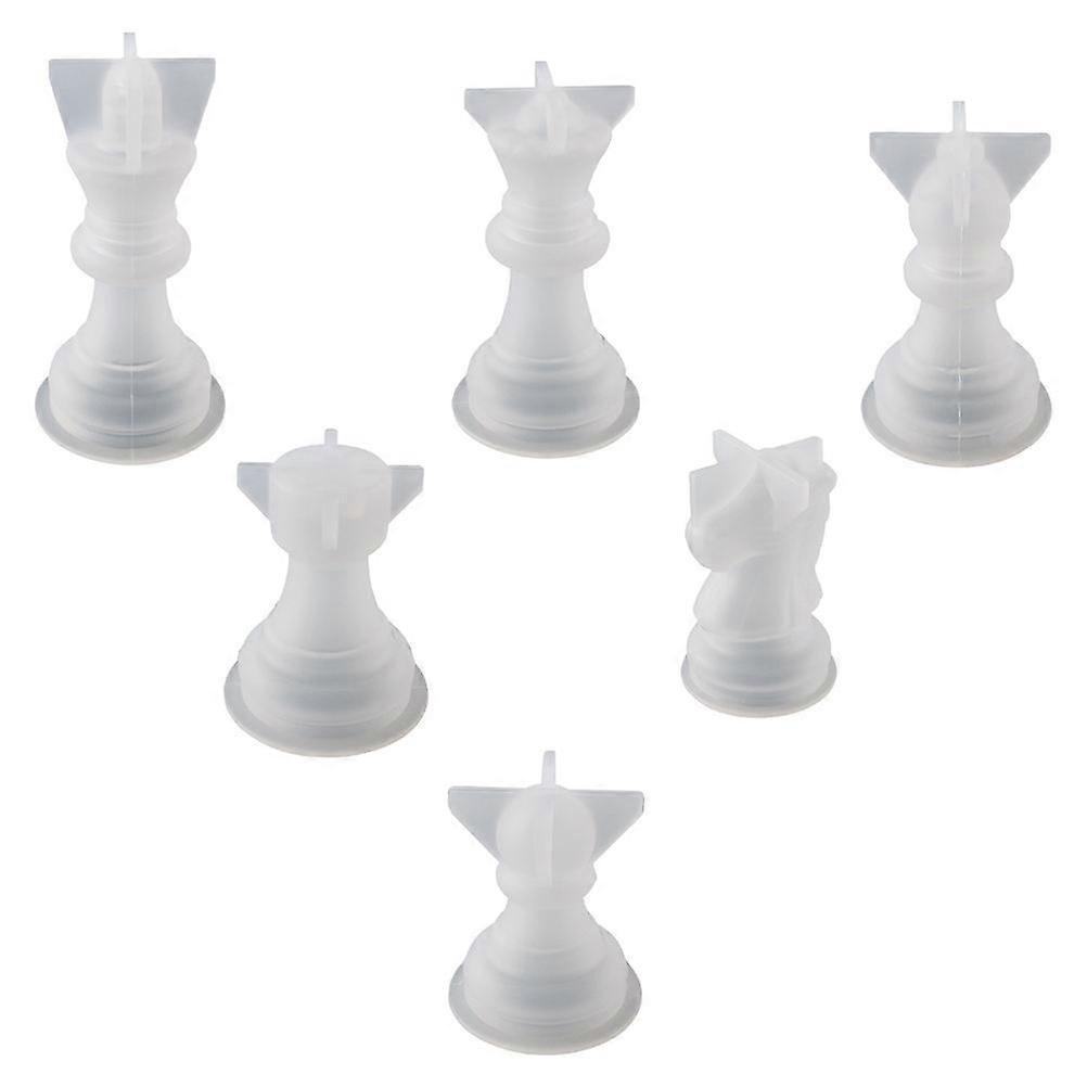 DIY Chess Pieces Mold For Hobbyists With Transparent Silicone Material 6Pcs Included