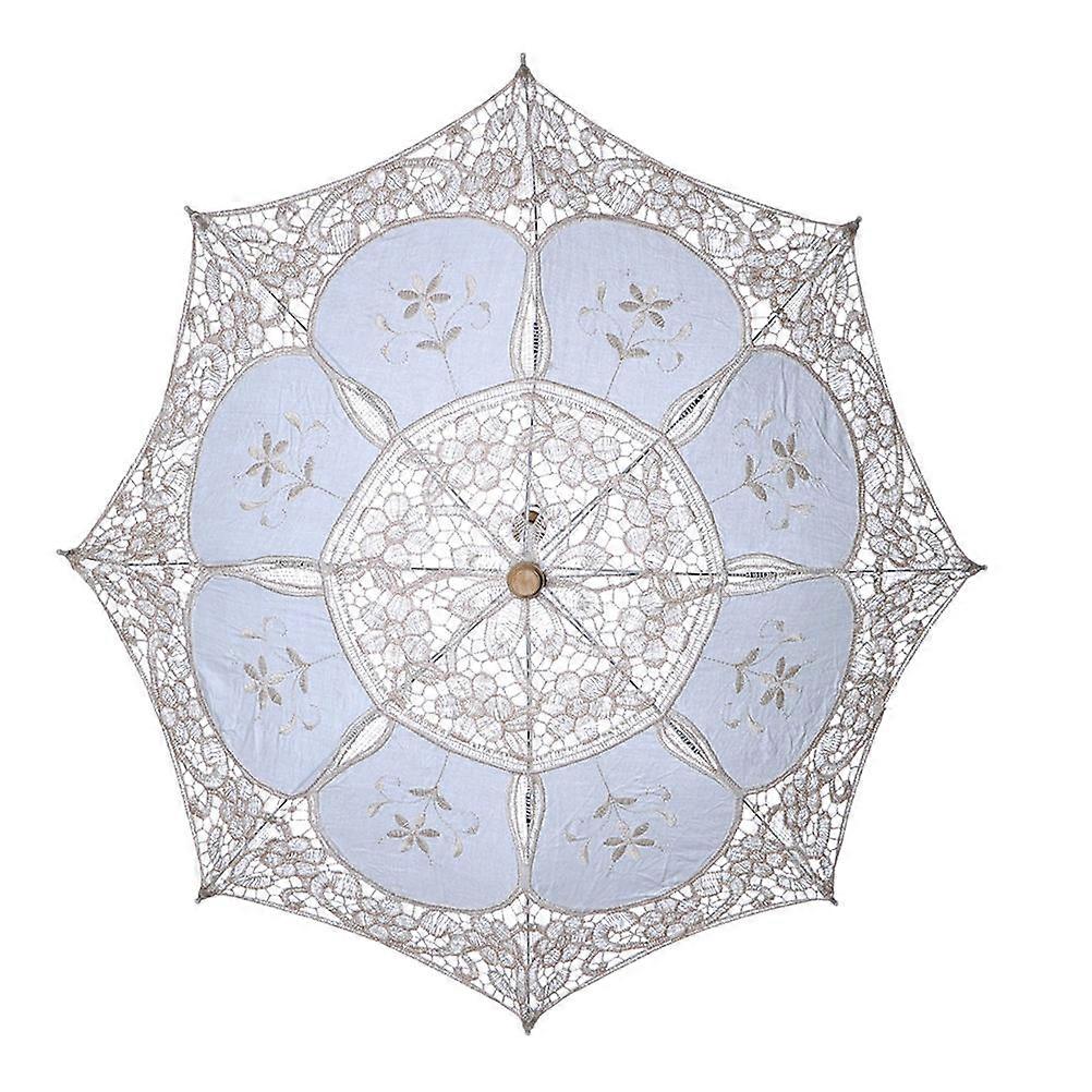 Lace Parasol Photography Item For Women In Wedding Style 32cm Height Beige Color 1Pack