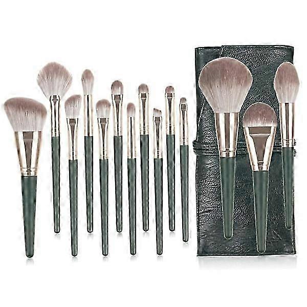 14-Piece Green Eyeshadow Brush Set for Professional Makeup Application