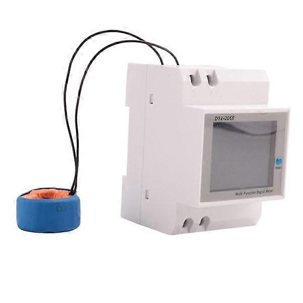 Digital Single Phase AC 40-300V 100A Din Rail 6 in 1 Voltmeter Ammeter Watt Kwh Frequency Meter 110V (External CT)