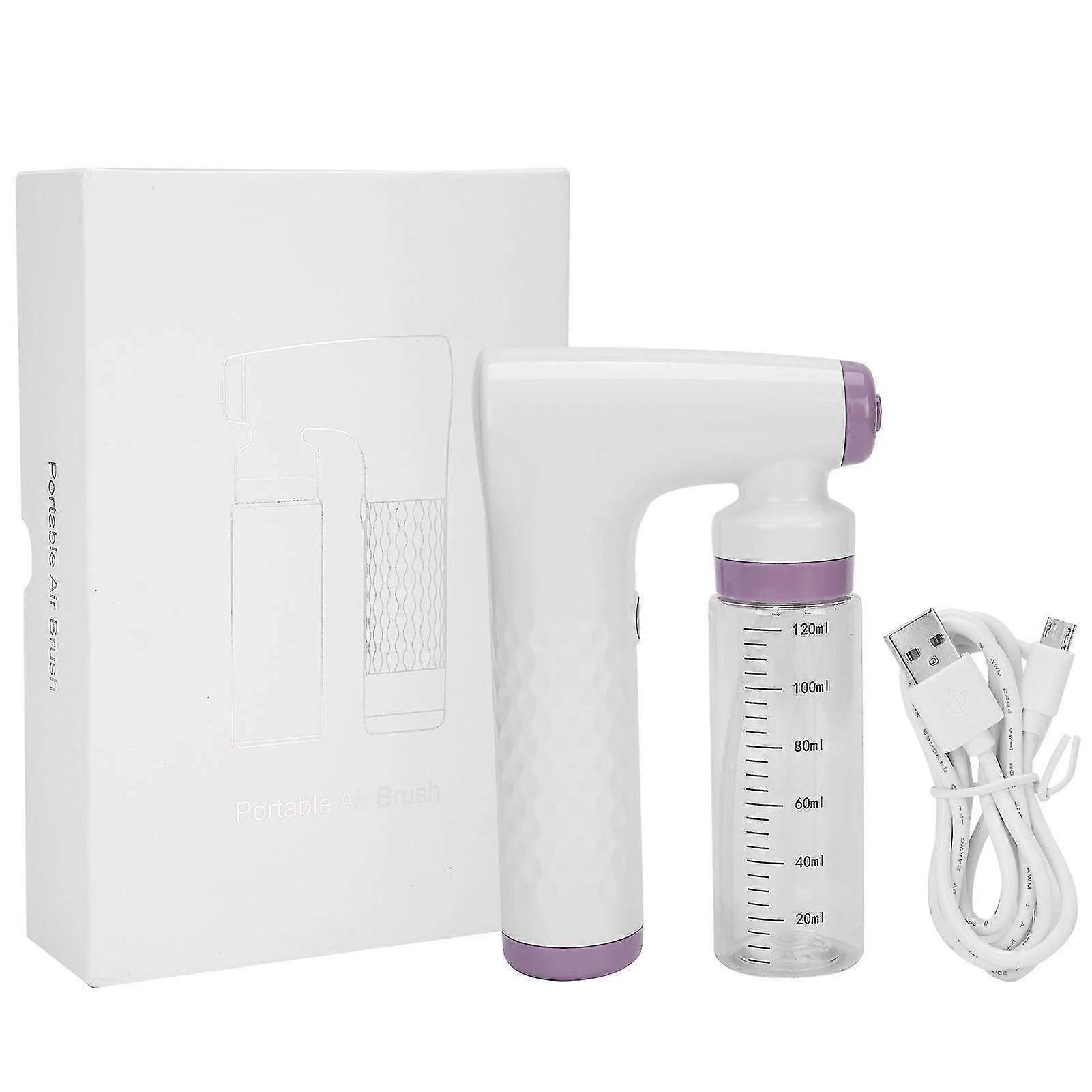 Handheld Sunless Tanning Airbrush - USB Rechargeable Spray Device with 120ml Capacity in Stylish Pink for Home Use