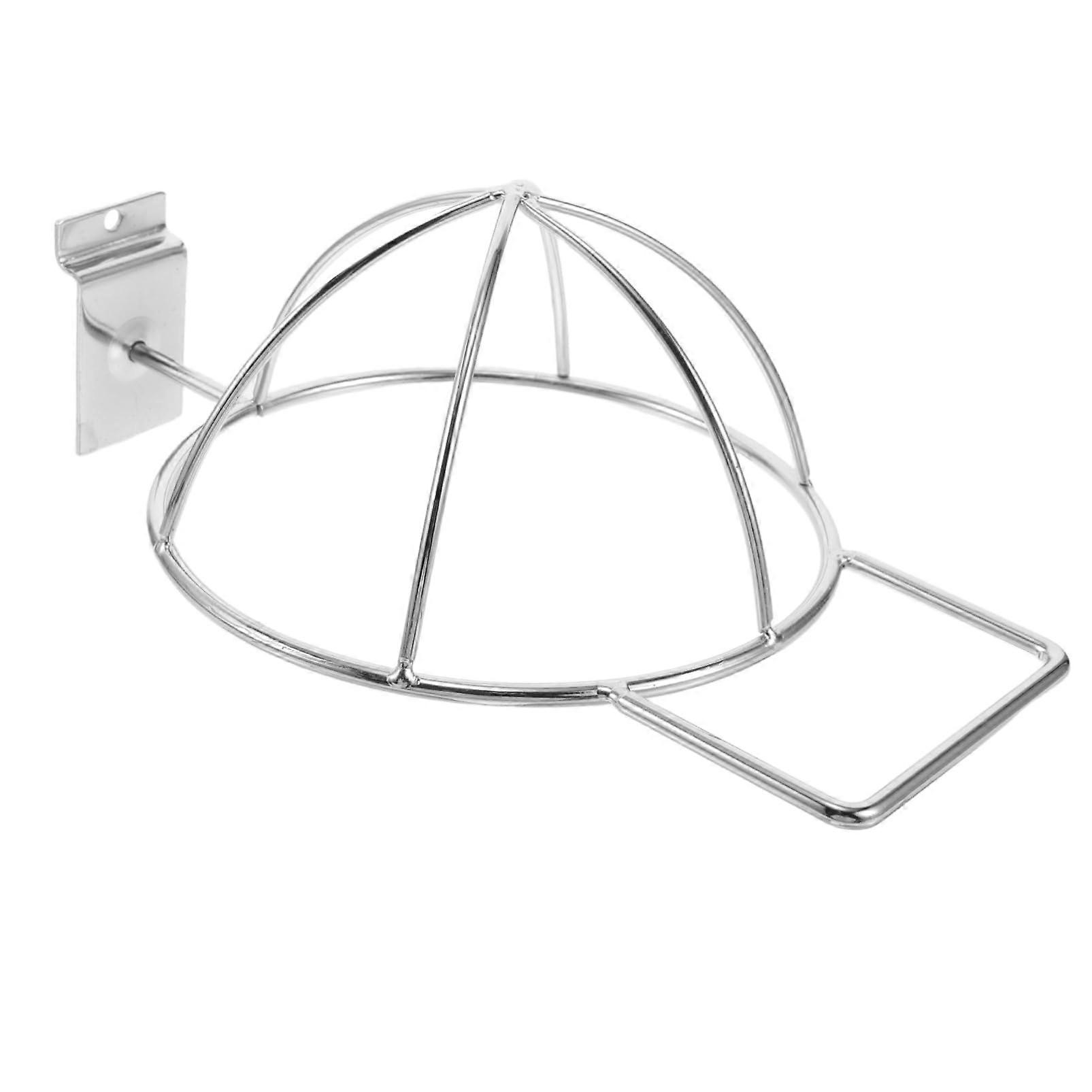 Helmet Hanger Wall-Mounted With Hook, Silver Alloy Finish Hat Display Rack, Cabinet Shelf Mount