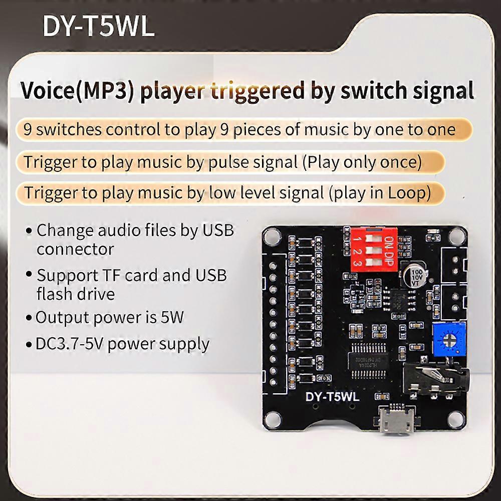 5W MP3 Player Sound Module Voice Playback Board 9CH One-for-One Control o Player Module Memory Card U-Disk o Player Module