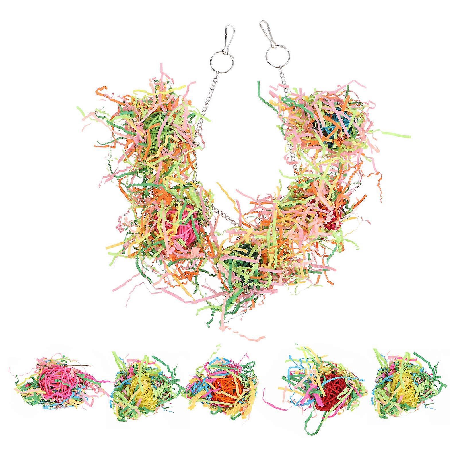 Hanging String Chewing Toy For Parakeets Bird Cage Chewing 45X5X5cm Round 1 Set