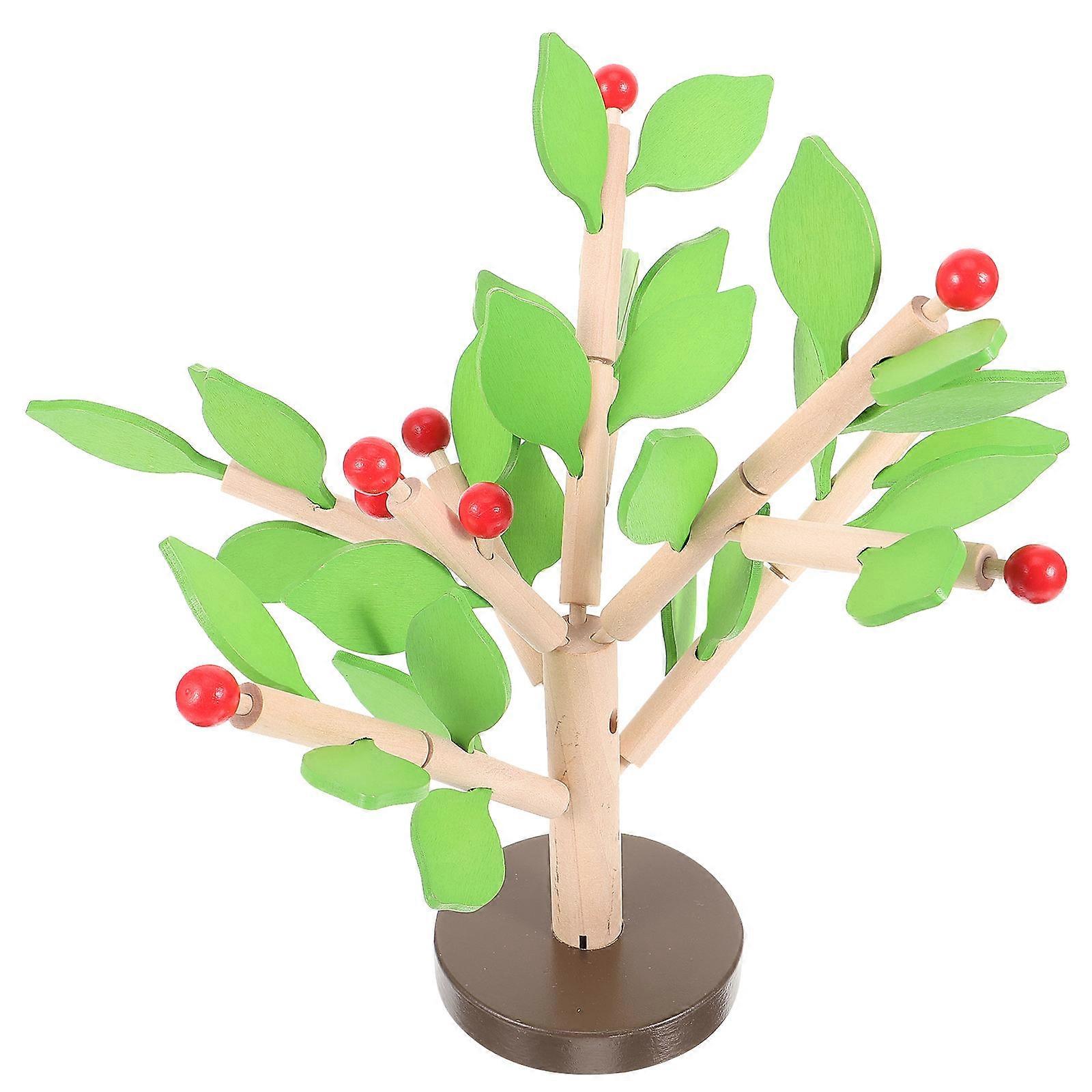 1 Set Creative Wooden Tree Leaves Building Kit   DIY Handcrafted Educational Toy for Color Recognition and Imagination Development