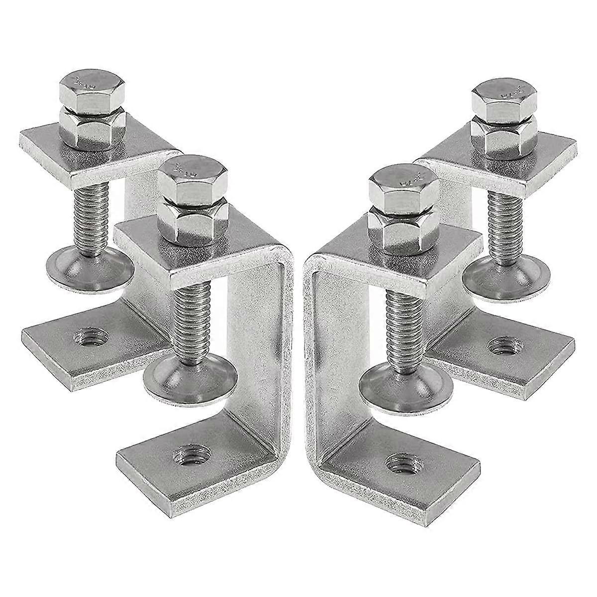 Robust 304 Stainless Steel Clamps, Small Metal Clamps with Screws, Wide Jaws, Open Design, 65mm, Set of 4