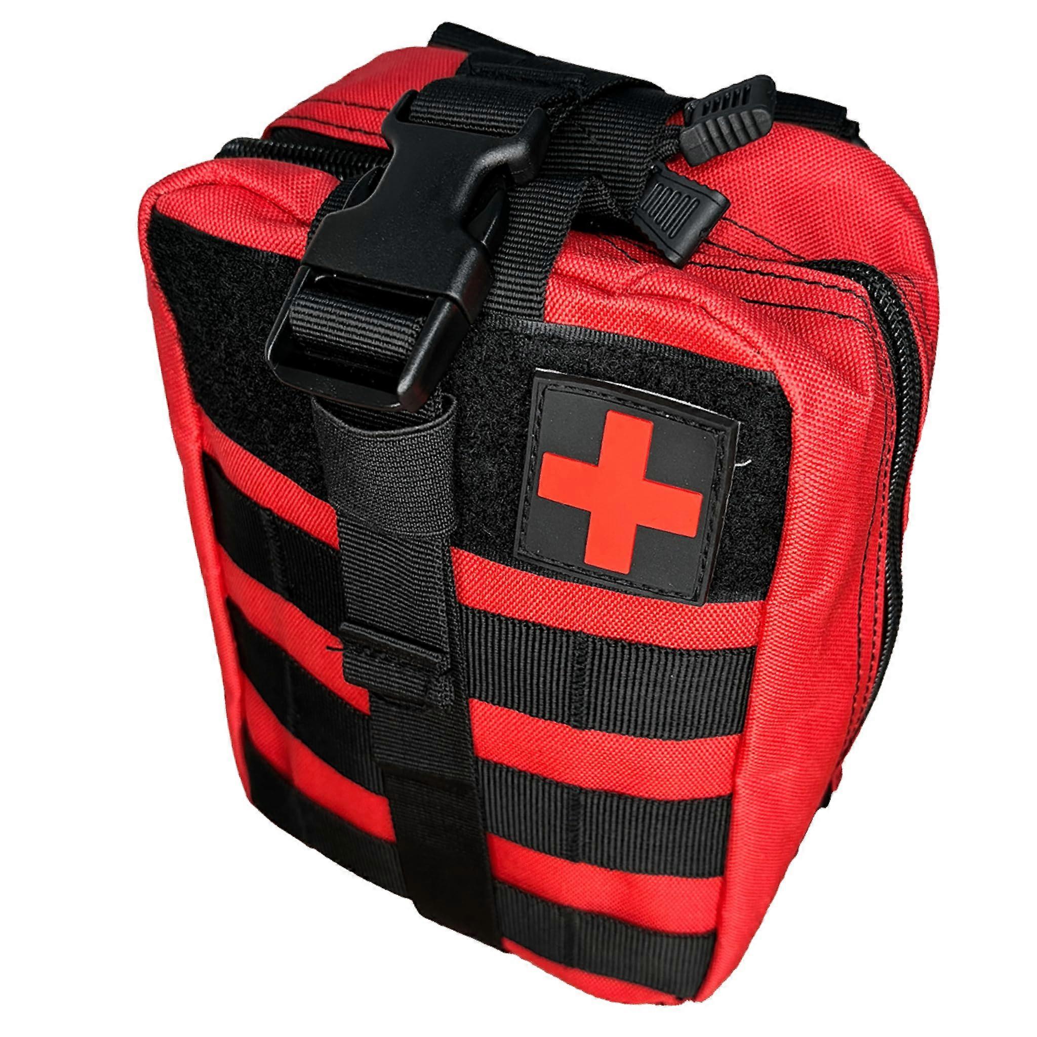 First Aid Tactical Bag - Multi-Compartment Emergency Bag for Police, Security, Camping, Hiking, Hunting in Red