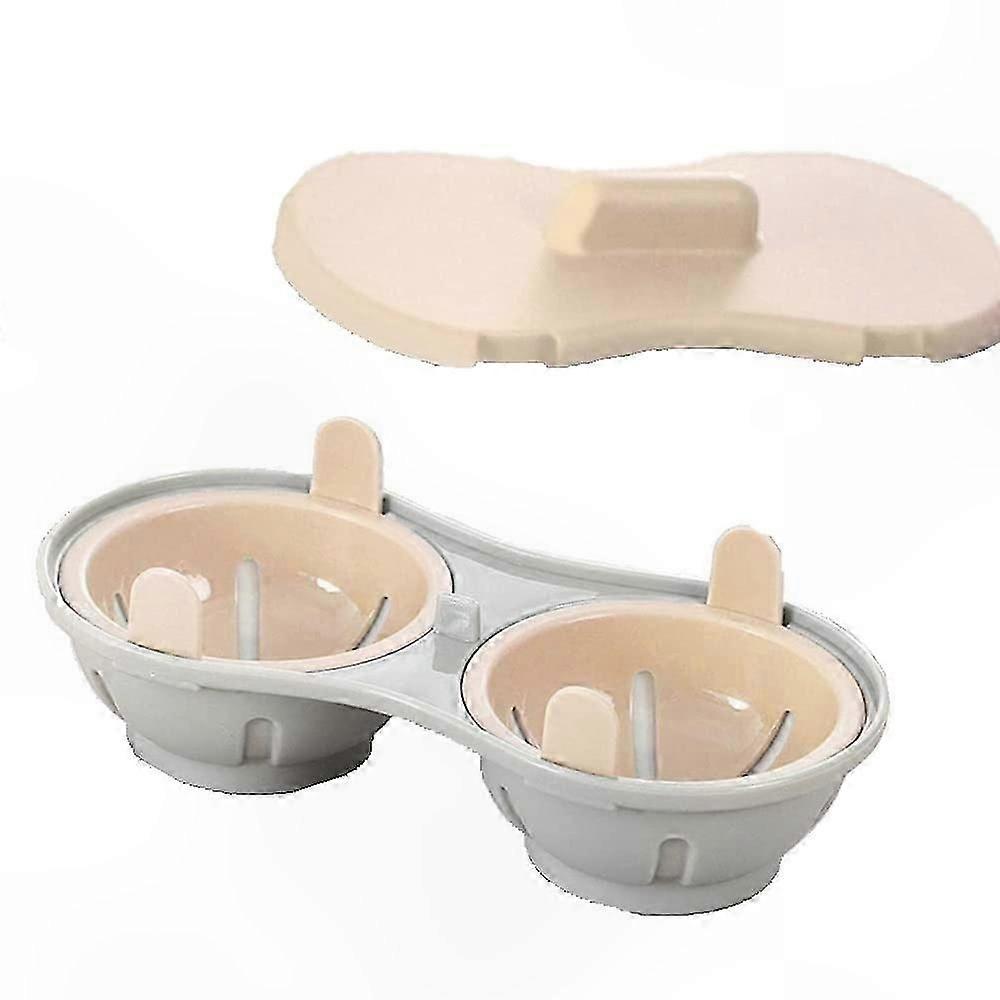 Double Cup Egg Poacher with Draining Feature for Easy Cooking (Blue)