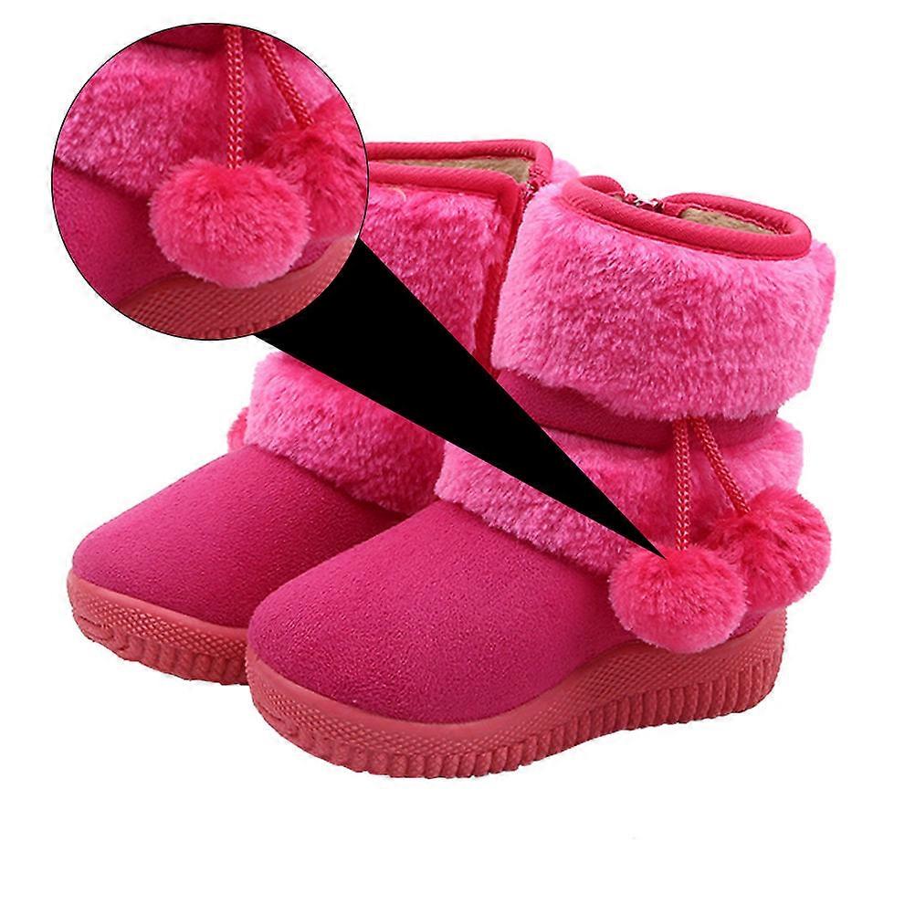 Baby Snow Boots 1 Pair Warm Winter Prewalker Shoes Comfortable Soft Bottom 15.6cm Rosy for Babies