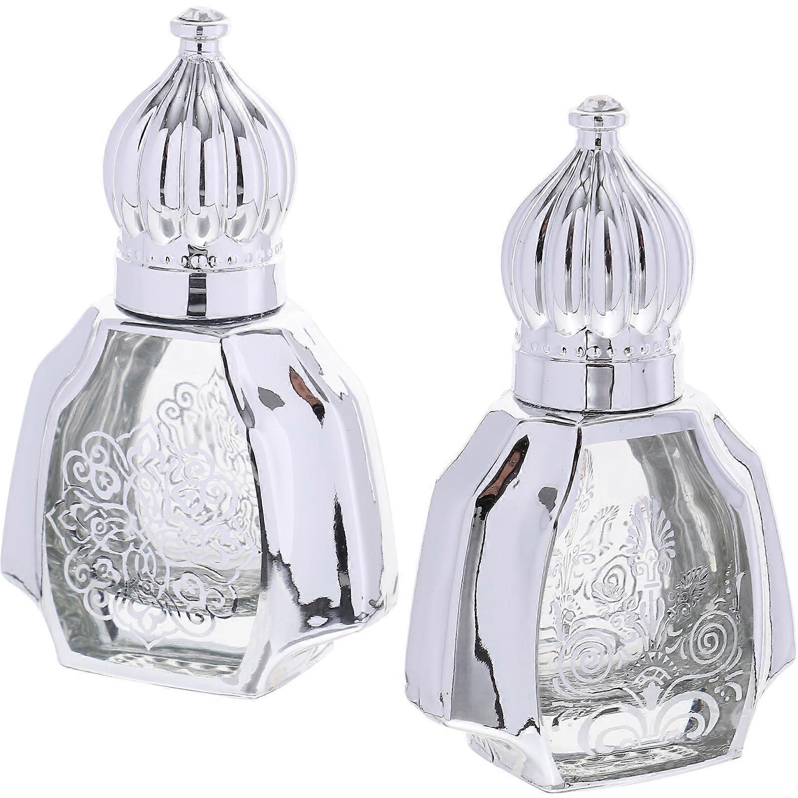 Decorative Aroma Bottles Roll on Bottles for Storage 2Pcs Silver