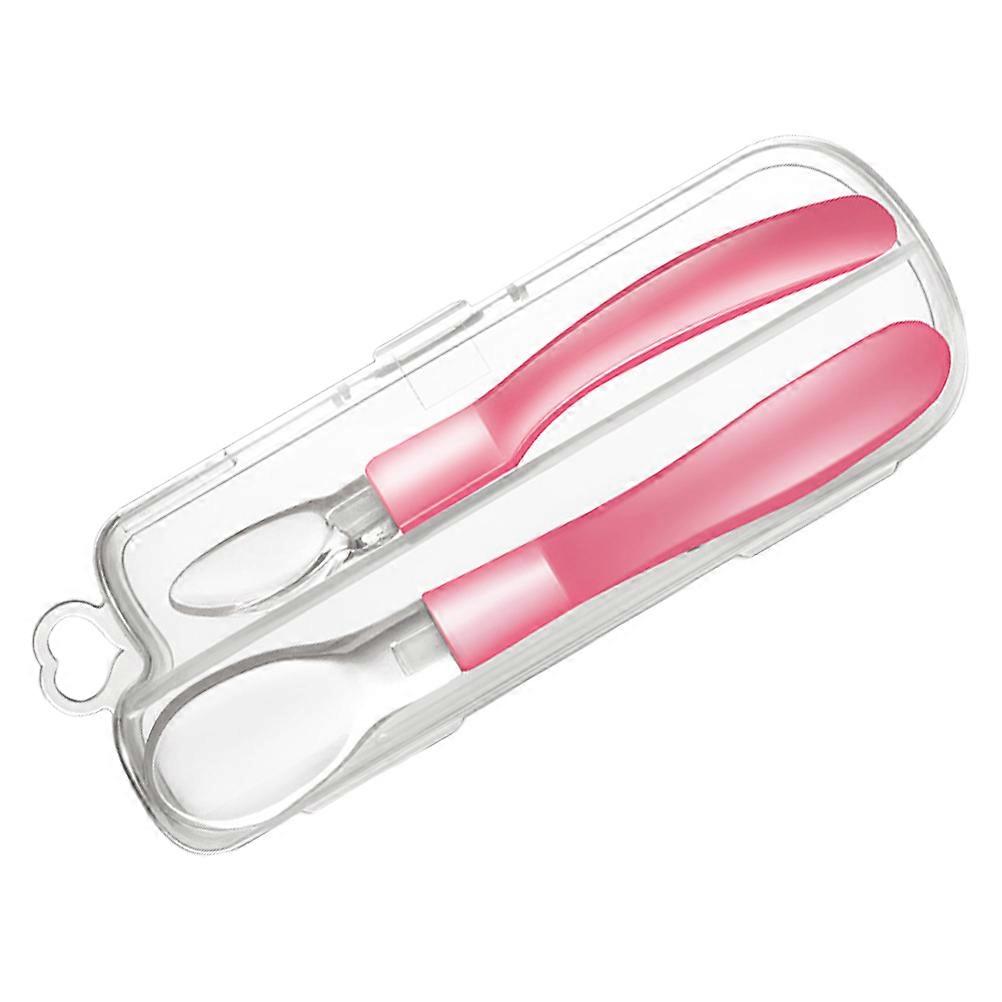 Complementary Food Feeding Spoon Red Silicone Design 1 Set Ideal For Infants Learning To Eat Independently