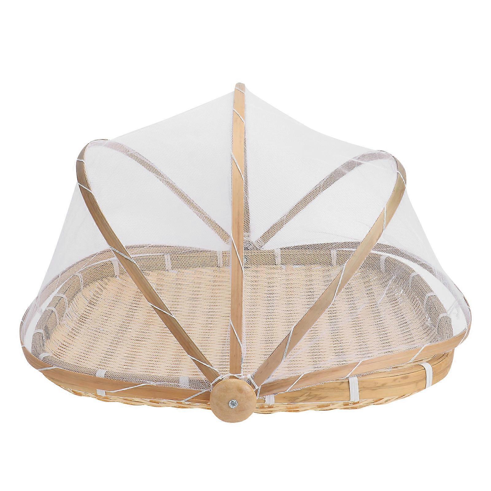 Light Yellow Food Tent Basket for Fruit and Bread Storage with Insect Proof Design, Synthetic Material, Large Capacity