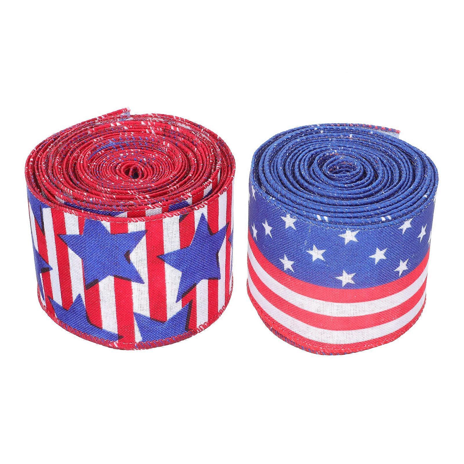 600x6.3cm Decorative Ribbon Crafts Making Ribbons 2Pack Suitable For Gift Giving And Independence Day Decoration