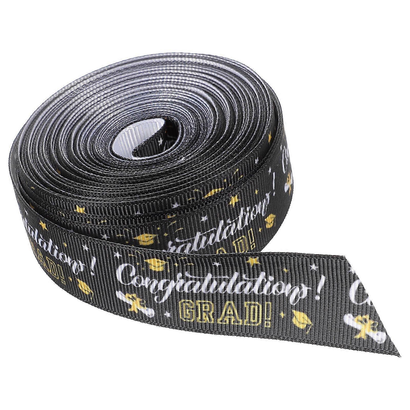 Graduation Gift Ribbon Roll Wide Polyester Ribbon with Transfer Print for DIY Decorative Wrapping, Gift Box Packaging and Craft Projects