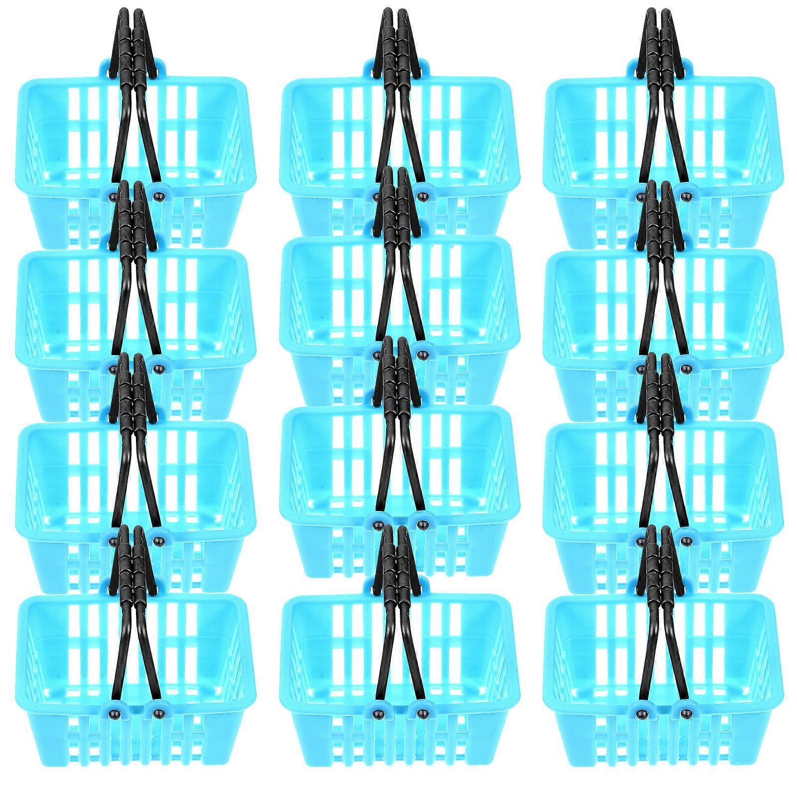 12pcs Small Lightweight Plastic Grocery Baskets for Pretend Play, Dollhouse Miniatures, and Role Playing Fun