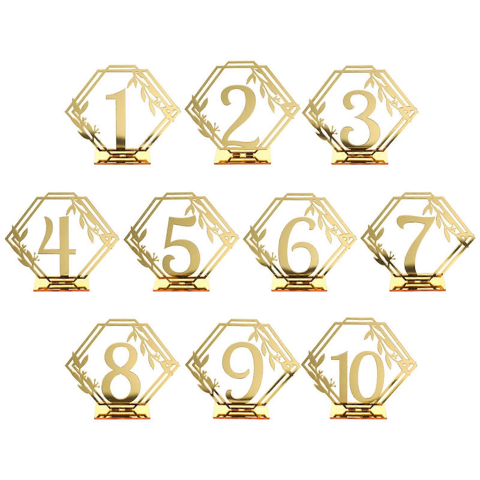 10pcs Reserved Sign Hexagonal Number 1-10 Pattern Seating Table Sign for Banquet