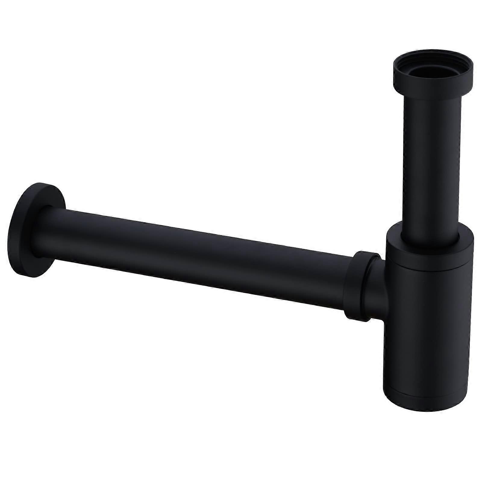 1 1/4 Inch Round Bottle PTrap Decorative Sink Drain Pipe Kit with Adjustable Height, Matte Black