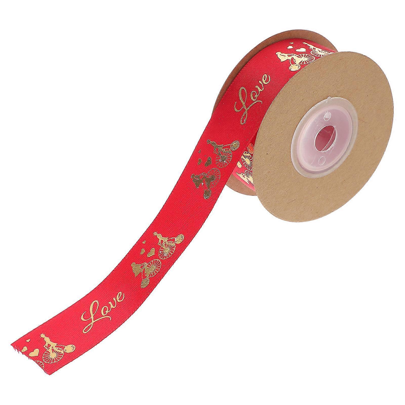 Valentine Ribbon Wrapping Ribbon Gift Box Diy Crafts Red Polyester Material for Decoration 1roll