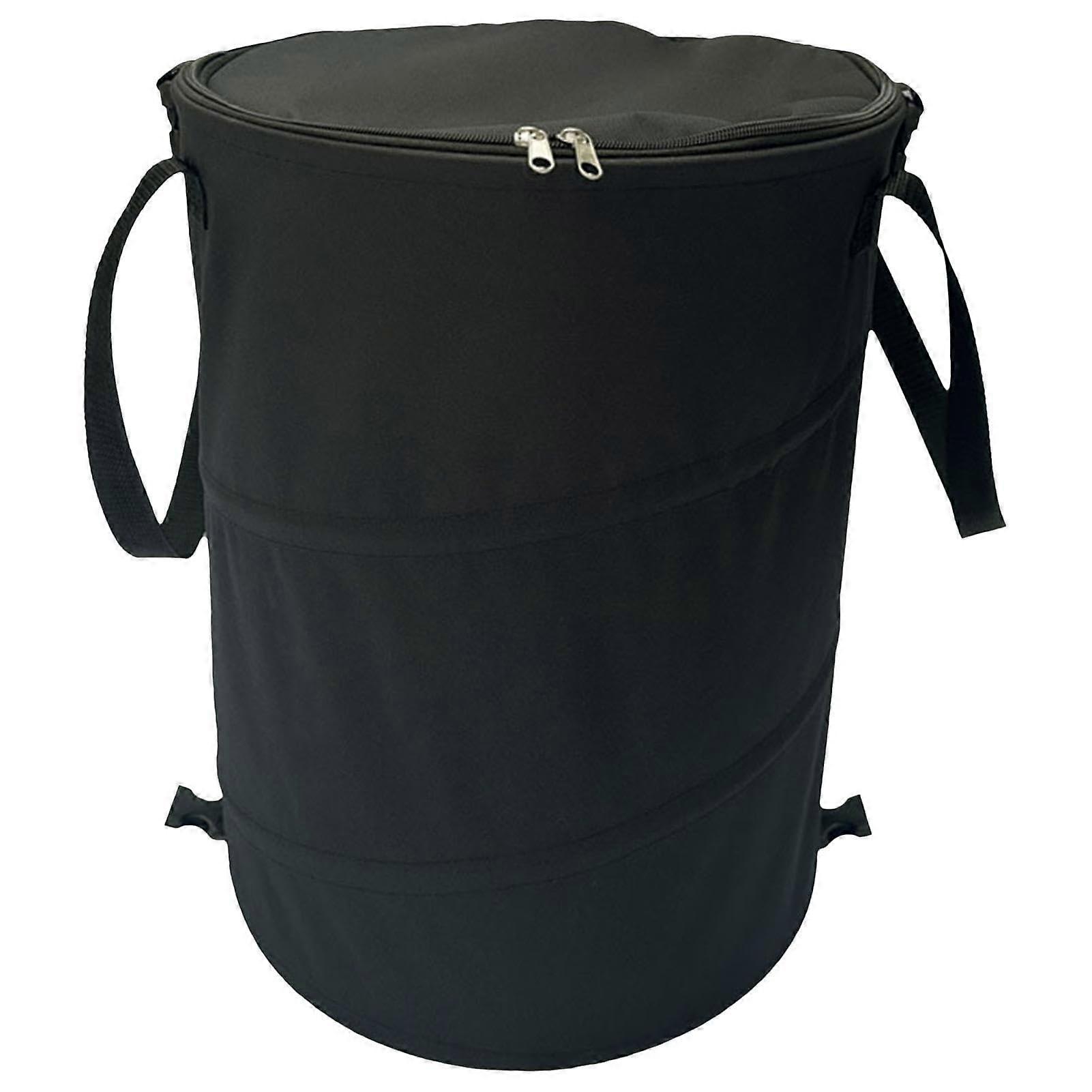 Collapsible Garbage Bin 37L, Easy Carry Yard Waste Bag With Zipper, Foldable Trash Can For Lawn And Garden Camping
