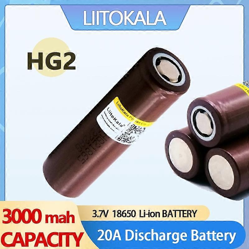LiitoKala 100 % Nouveau HG2 18650 3000mAh Batterie rechargeable 18650HG2 Décharge 3.6V 20A Max 35A 