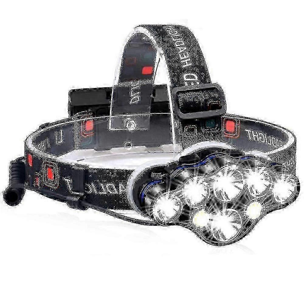 Waterproof USB Rechargeable Headlamp, 7 LED, 8 Lighting Modes, Ideal for Camping, Hiking, Hunting, Running, Outdoor Activities
