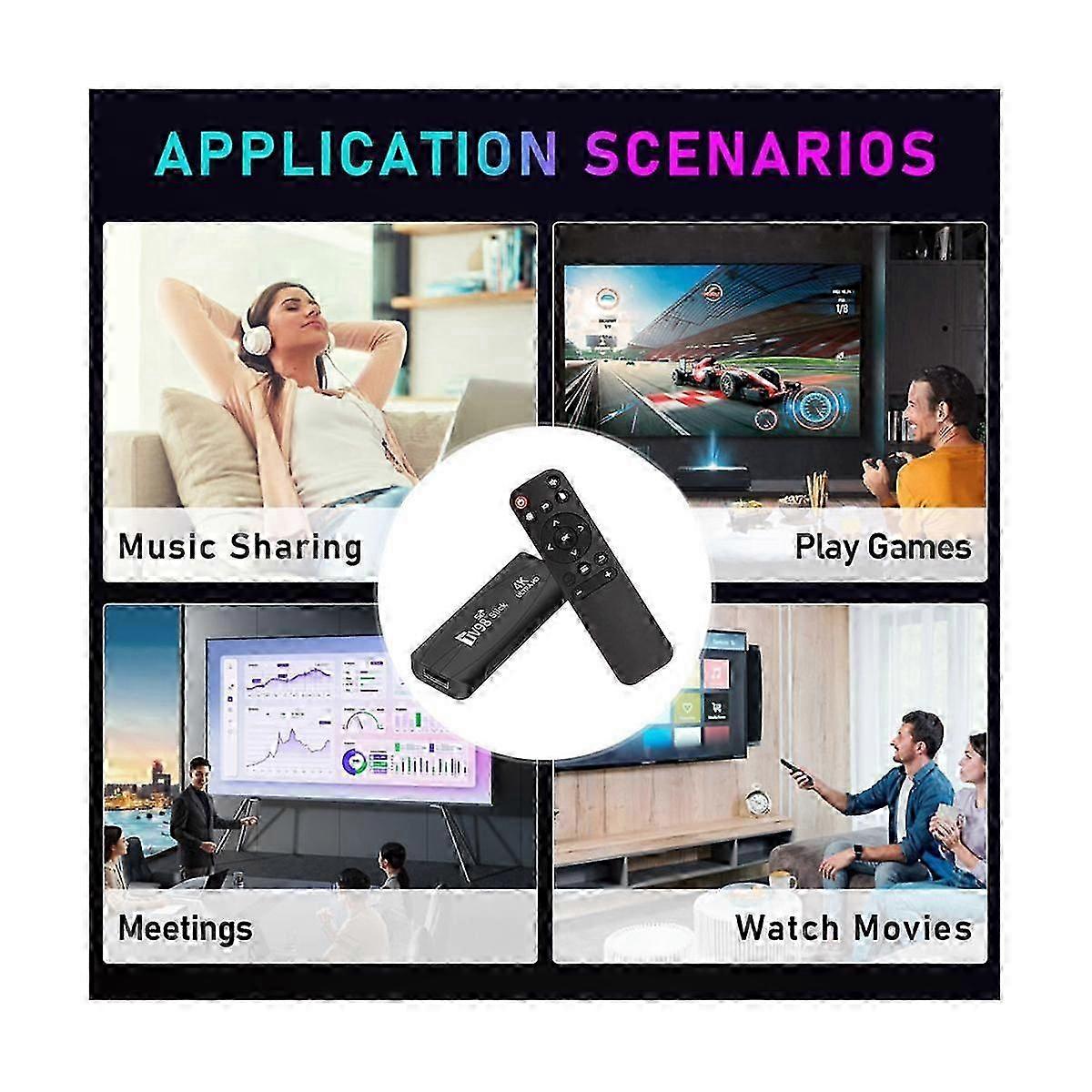 TV98 TV STICK 1G+8G Android12.1 2.4G 5G WiFi Android Smart TV BOX 4K 60Fps Set Top Box(EU Plug)