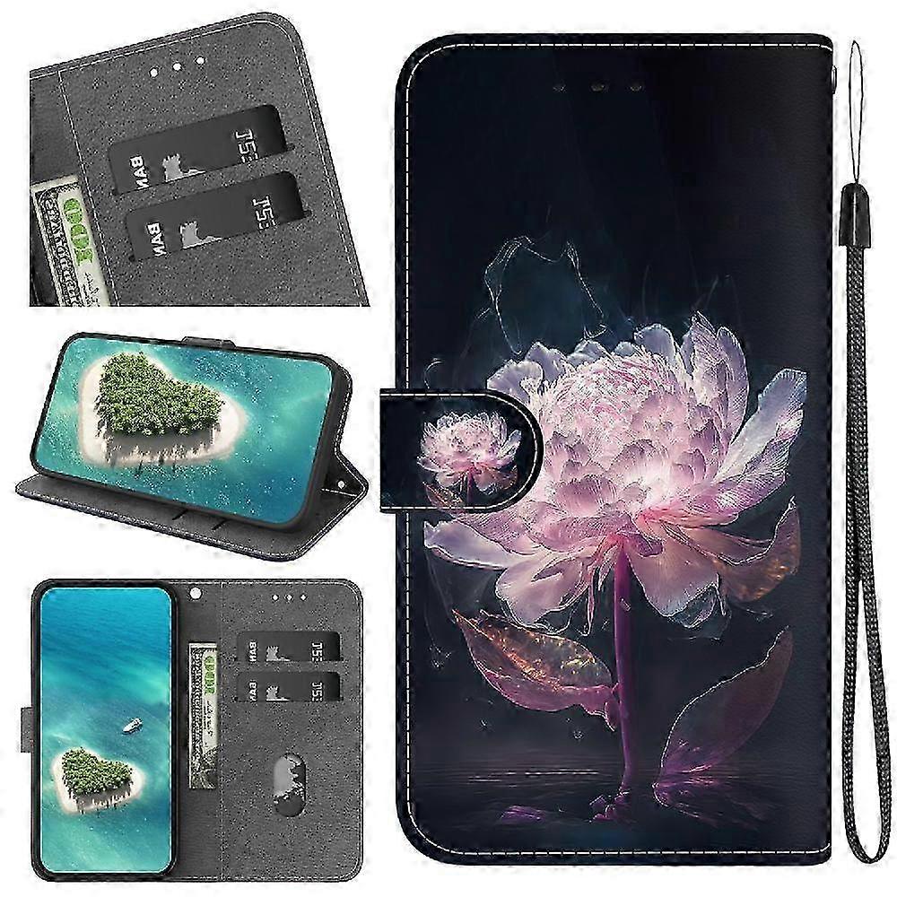 Case For IPhone 14 Plus Painted Wallet Cover with Card Slots Compat...