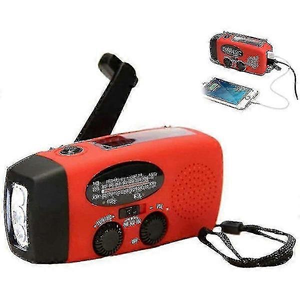Emergency Radio Solar Powered Portable 2000mAh Power Flashlight - Crank Radio