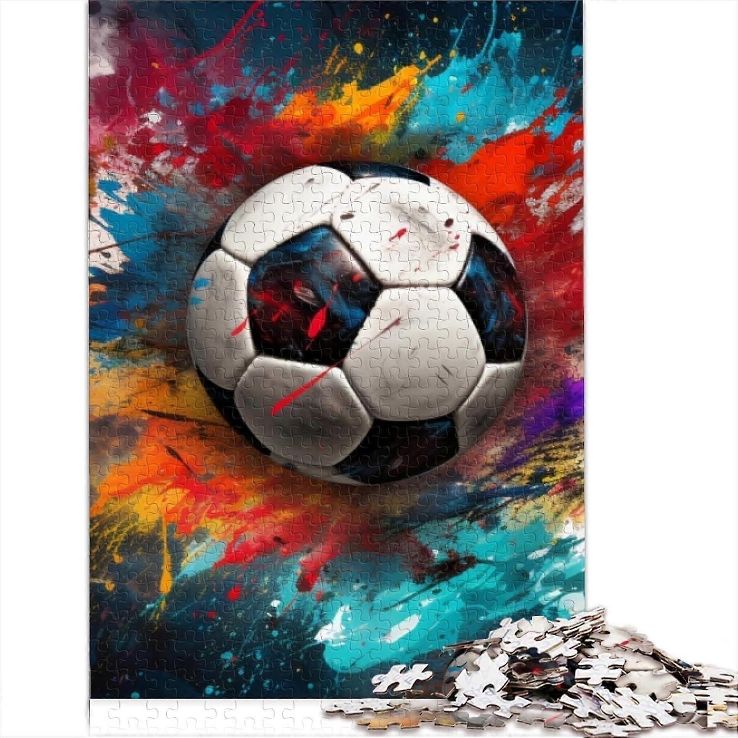 Pussel för vuxna Färgglada fotbollssportpussel för vuxna 300/500/1000 stycken Rektangulära pussel för vuxna Barn