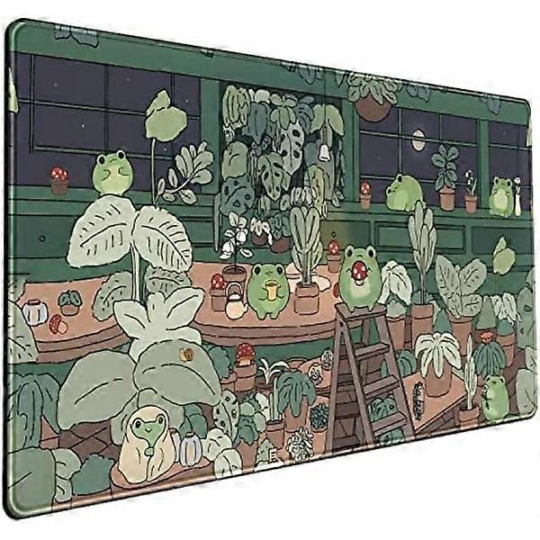 Cute Frog Mouse Pad Desk Mat Kawaii Green Desk Decoration, Large Gaming Mouse Pad for Desk Computer Keyboard Laptop