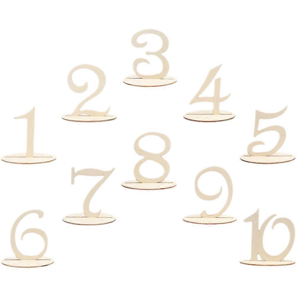 Wood Table Numbers Beige Reusable Signs for Decor Wedding Reception Party Banquet 10pcs